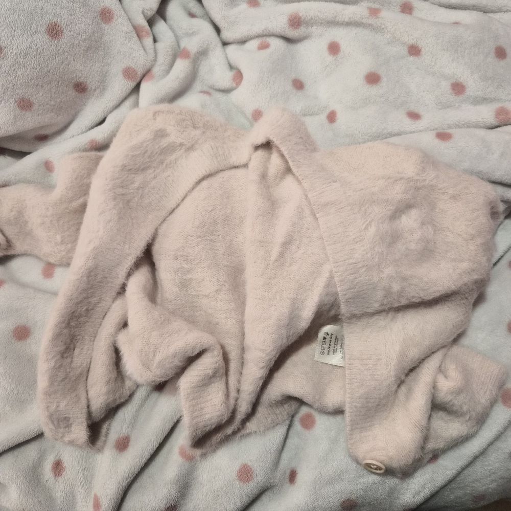pink fuzzy cardigan small